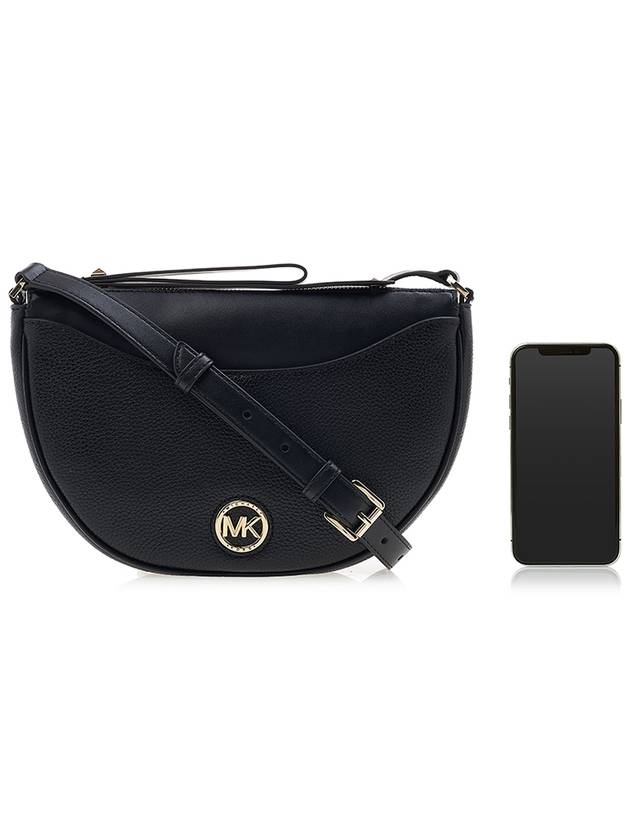 Logo Plaque Leather Saddle Shoulder Bag Black - MICHAEL KORS - BALAAN 7