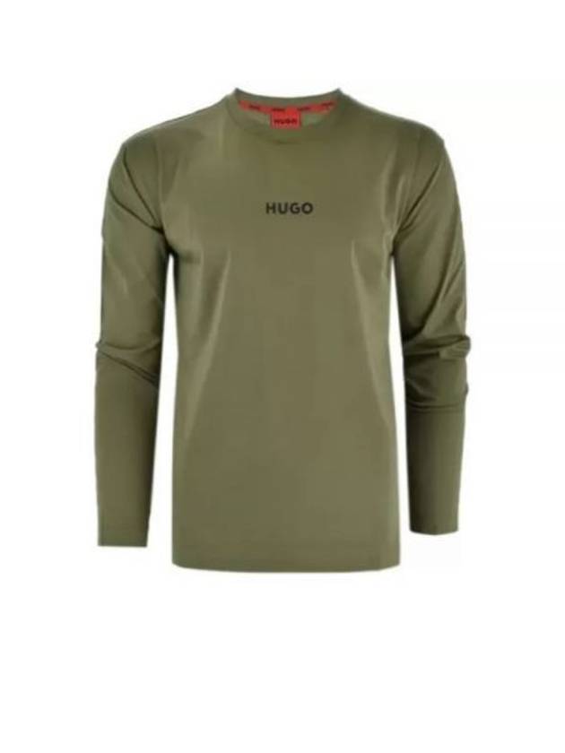 Logo Detail Relax Fit Stretch Cotton Pajama T-Shirt Green - HUGO BOSS - BALAAN 2