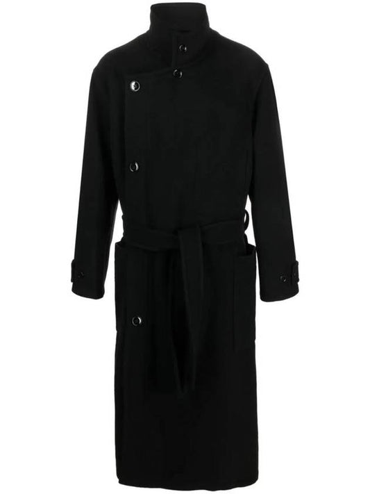 Wrap Wool Double Coat Black - LEMAIRE - BALAAN 1