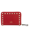 Rockstud Coin Zipper Medium Wallet Red - VALENTINO - BALAAN 3