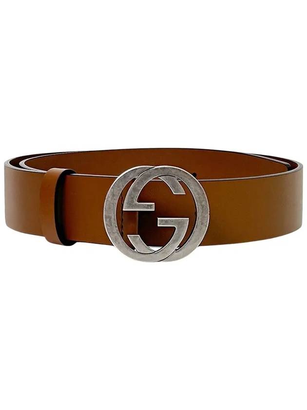 Interlocking Leather Belt Brown - GUCCI - BALAAN 6