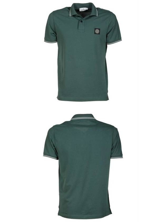 Men's Two Line Logo Patch PK Shirt Green - STONE ISLAND - BALAAN.