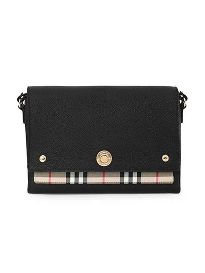 Leather and Vintage Check Note Crossbody Bag Black - BURBERRY - BALAAN 2