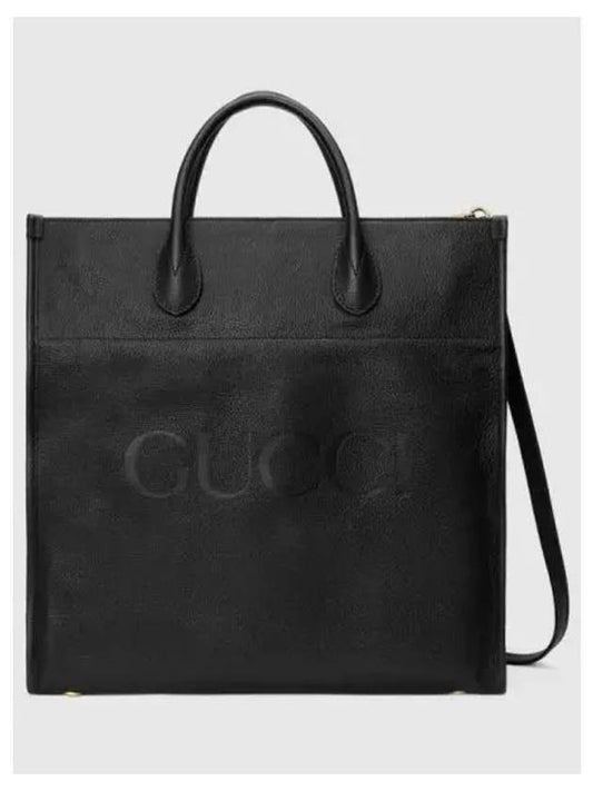 Men's Logo Leather Large Cross Tote Bag Black - GUCCI - BALAAN 2