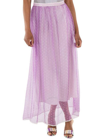 Burberry Floor-length Flocked Cotton Tulle Skirt In Lilac / White, Brand Size 8 (US Size 6) - BURBERRY - BALAAN 1