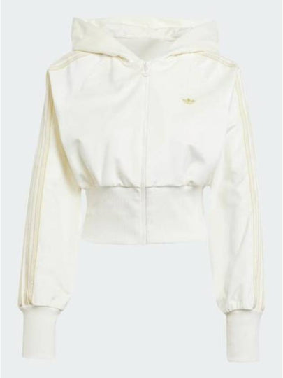 Velour Zip Hooded Track Jacket Cream White - ADIDAS - BALAAN 2