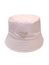 Re-Nylon Triangle Logo Bucket Hat Alabaster Pink - PRADA - BALAAN 1