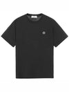 Logo Patch Cotton Short Sleeve T-Shirt Black - STONE ISLAND - BALAAN 2