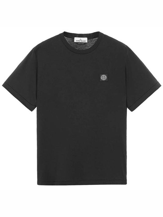 Logo Patch Cotton Short Sleeve T-Shirt Black - STONE ISLAND - BALAAN 2