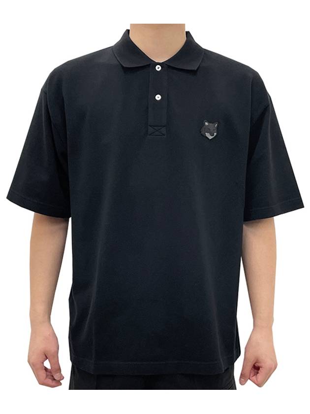 Bold Fox Head Patch Oversized Polo Shirt Black - MAISON KITSUNE - BALAAN 3