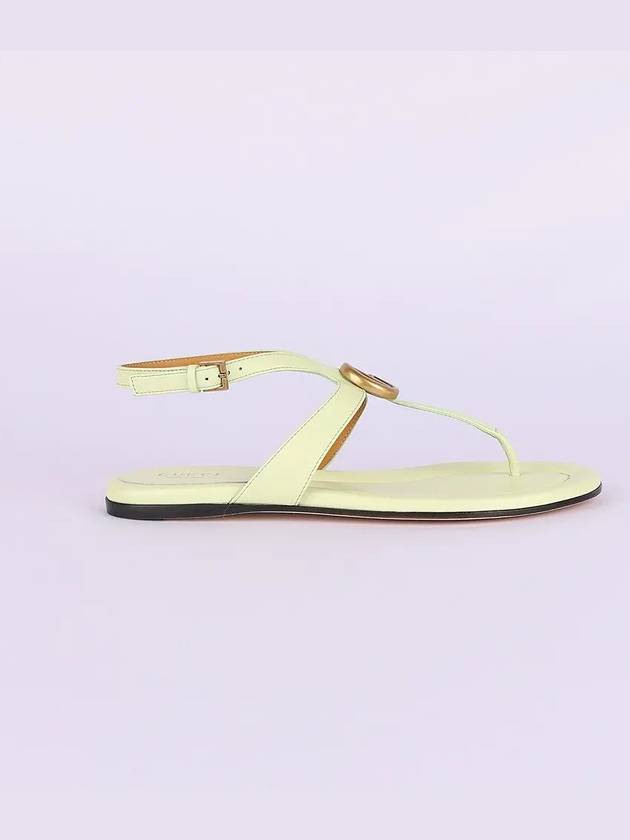 Double G Leather Flat Sandals Light Green - GUCCI - BALAAN 3