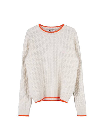 Logo Cable Wool Knit Top Ivory - MSGM - BALAAN 1