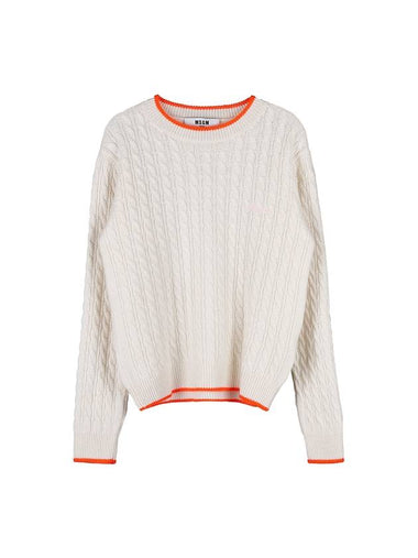 Logo Cable Wool Knit Top Ivory - MSGM - BALAAN 1