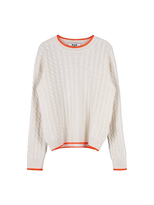 Logo Cable Wool Knit Top Ivory - MSGM - BALAAN 2