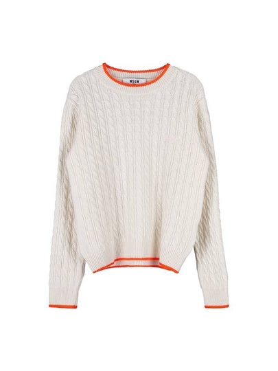 Logo Cable Wool Knit Top Ivory - MSGM - BALAAN 2