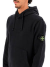 Logo Patch Cotton Fleece Hoodie Black - STONE ISLAND - BALAAN 5