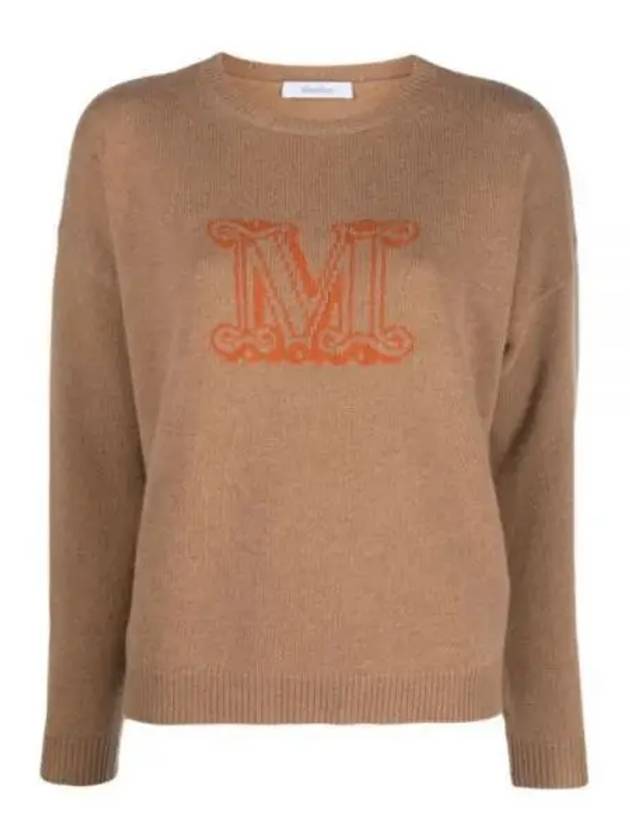 Edo M Logo Cashmere Knit Top Brown - MAX MARA - BALAAN 2