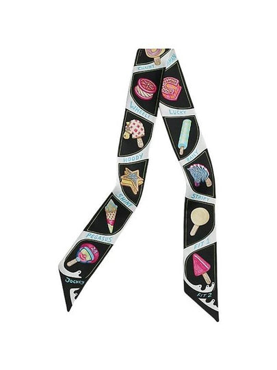 Funny Ice Cream Twilly Scarf Noir - HERMES - BALAAN 2