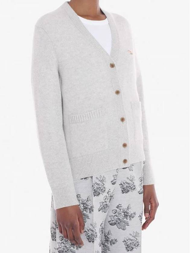 Baby Fox Patch Boxy Cardigan Light Grey Melange - MAISON KITSUNE - BALAAN 5