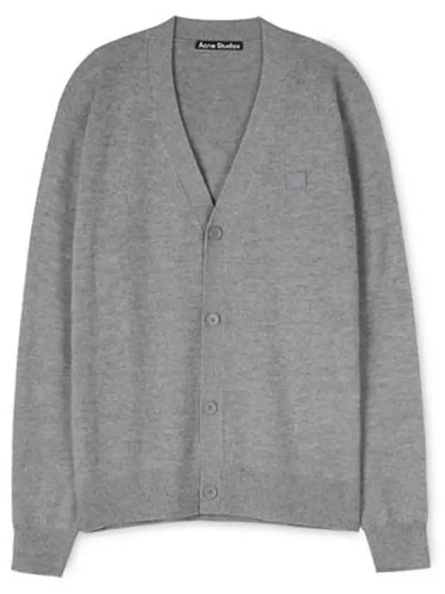 Keve Face Wool V-neck Cardigan Grey Melange - ACNE STUDIOS - BALAAN 3