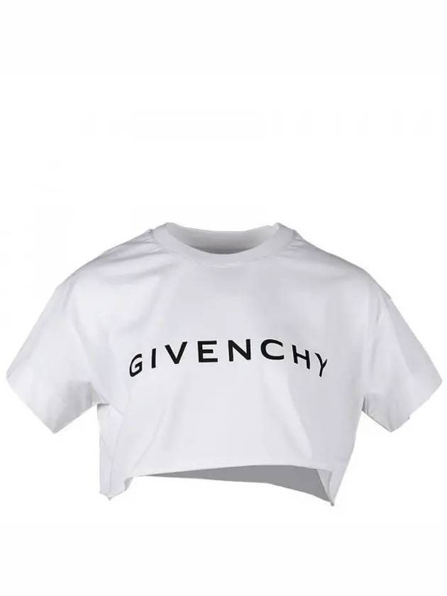 Logo Print Cropped Cotton Short Sleeve T-Shirt White - GIVENCHY - BALAAN 2