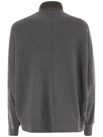 Smooth cotton fleece topwear with ribbed collar Precious - BRUNELLO CUCINELLI - BALAAN 2