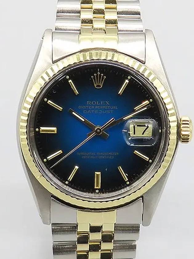 Rolex 1601 Vintage DATEJUST Blue Plate Dial 14K Combi 36MM Men s Watch - ROLEX - BALAAN 1