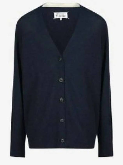 Women's V-neck Knit Wool Cardigan Dark Blue - MAISON MARGIELA - BALAAN 2