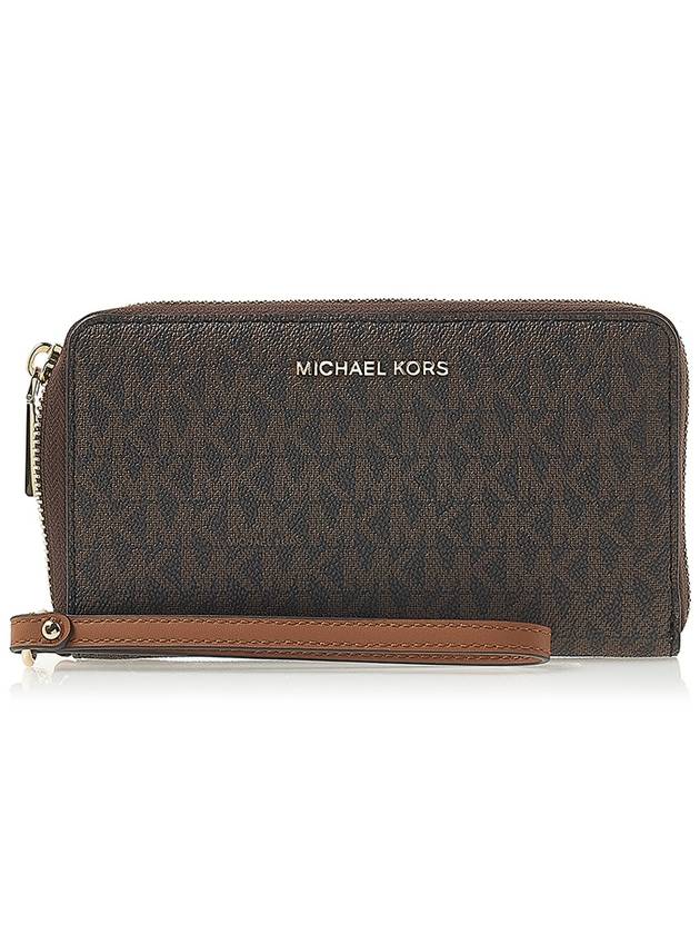 Large Logo Smartphone Wristlet Long Wallet Brown - MICHAEL KORS - BALAAN 2