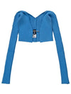 La Maille Pralu Micro Charm Logo Cardigan Light Blue - JACQUEMUS - BALAAN 2