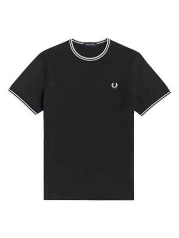 Fred Perry Twin Tip Short Sleeve T Shirt Black - FRED PERRY - BALAAN 1