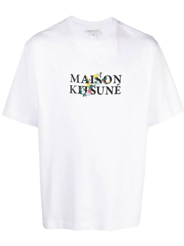 Flowers Oversized Short Sleeve T-Shirt White - MAISON KITSUNE - BALAAN 2