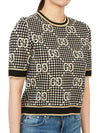 Women's Wool Blend Jacquard Knit Top Grey - GUCCI - BALAAN 4