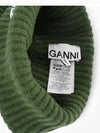 Logo Patch Knit Beanie Green - GANNI - BALAAN 4