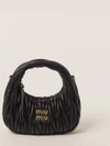 Wander Matelasse Nappa Leather Hobo Mini Bag Black - MIU MIU - BALAAN 3