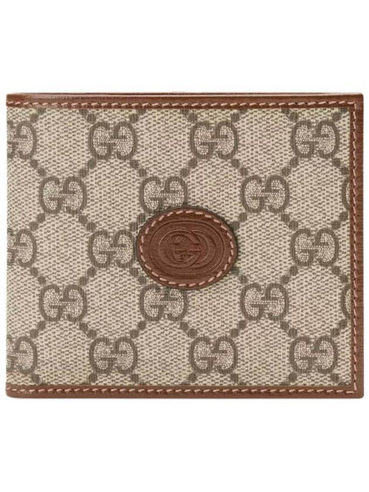 GG Supreme Interlocking Half Wallet Brown - GUCCI - BALAAN 2