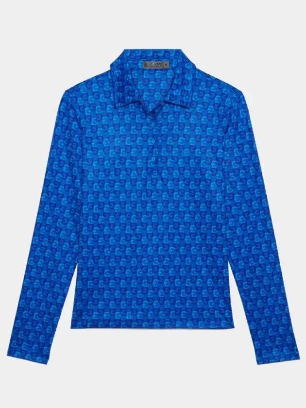 Women's Golf All Over Print Long Sleeve Polo Shirt Blue - G/FORE - BALAAN 2