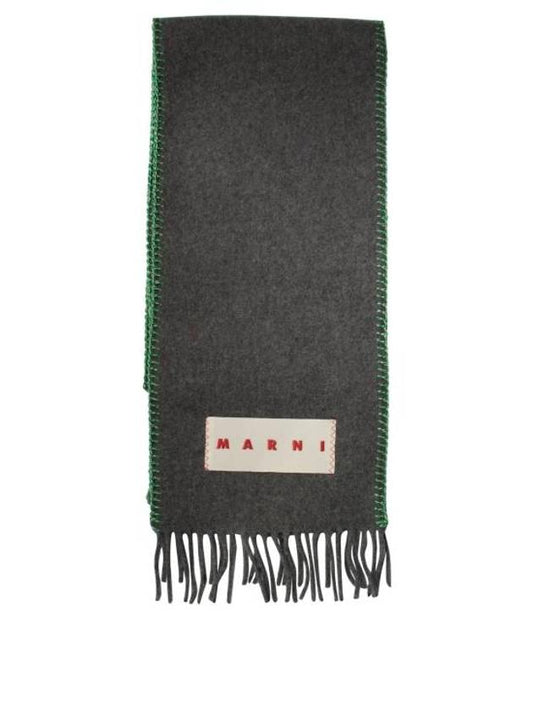 Logo Patch Scarf Grey - MARNI - BALAAN 1