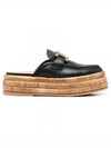 Kate Logo Leather Raffia Bloafer Black - TOD'S - BALAAN 2