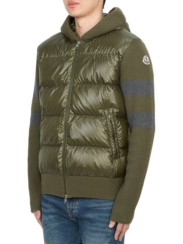 Men's Padded Wool Cardigan Dark Green - MONCLER - BALAAN 4