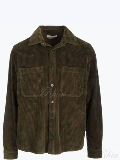 Cotton Corduroy 400 TC Over Long Sleeve Shirt Green - STONE ISLAND - BALAAN 2