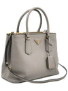 Women s Prada 1BA232 Gray Saffiano Lux Gold Triangle Galleria 2WAY gt bag Gangbuk used luxury goods - PRADA - BALAAN 4