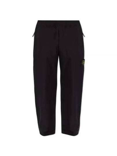 Logo Badge Fleece Regular Fit Jogger Pants Black - STONE ISLAND - BALAAN 2