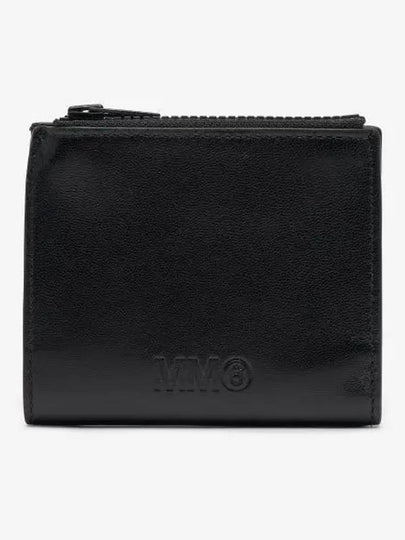 Logo Zip-Up Round Bi-Fold Half Wallet Black - MAISON MARGIELA - BALAAN 2