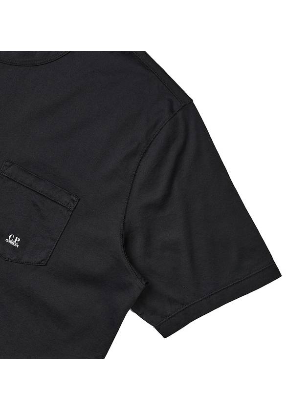 Pocket Logo Cotton  Short Sleeve T-Shirt Black - CP COMPANY - BALAAN 5