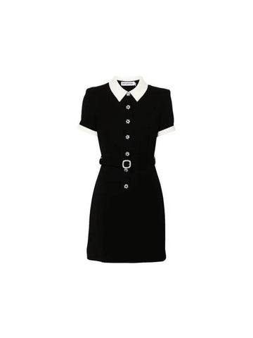 Self portrait crystal button decoration dress AW24 007S B BLACK - ETC - BALAAN 1