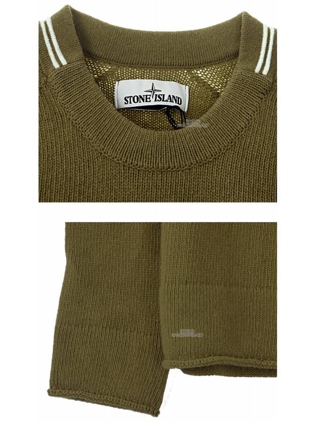 19FW 7115513A3 V0058 Wappen Round Neck Wool Knit Khaki Men’s Knit TEO - STONE ISLAND - BALAAN 6