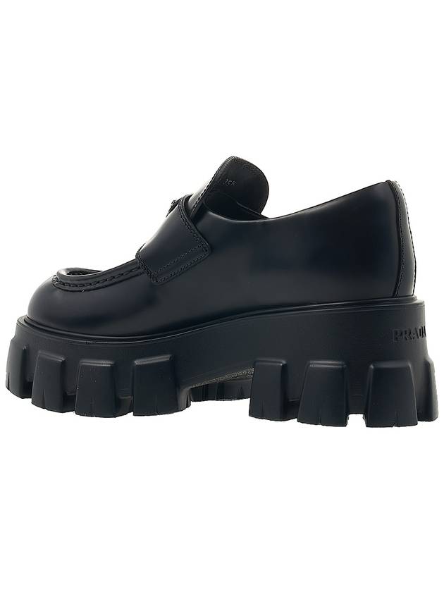 Monolith Brushed Leather Platform Loafers Black - PRADA - BALAAN 4