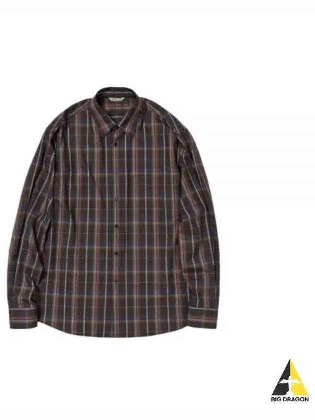 24 SUPER LIGHT WOOL CHECK SHIRT DARK BROWN A24SS01LC Rise - AURALEE - BALAAN 1