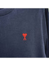 Chain Stitch Heart Logo Long Sleeve T-Shirt Navy - AMI - BALAAN 5